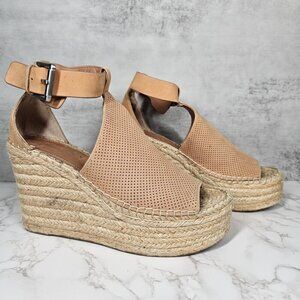 Marc Fisher Lannie Platform Espadrille‎ Heel Ankle Strap Tan Women's 9